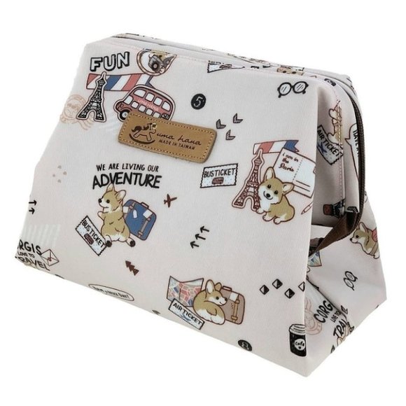 Uma Hana Handbags - Waterproof Corgi Large Opening Makeup Cosmetic Bag
